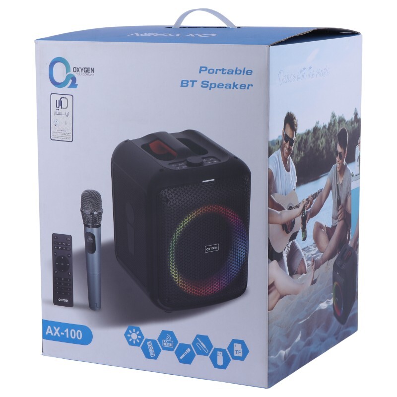 اسپیکر بلوتوثی اکسیژن AX-100 + میکروفون و ریموت کنترل - 2
