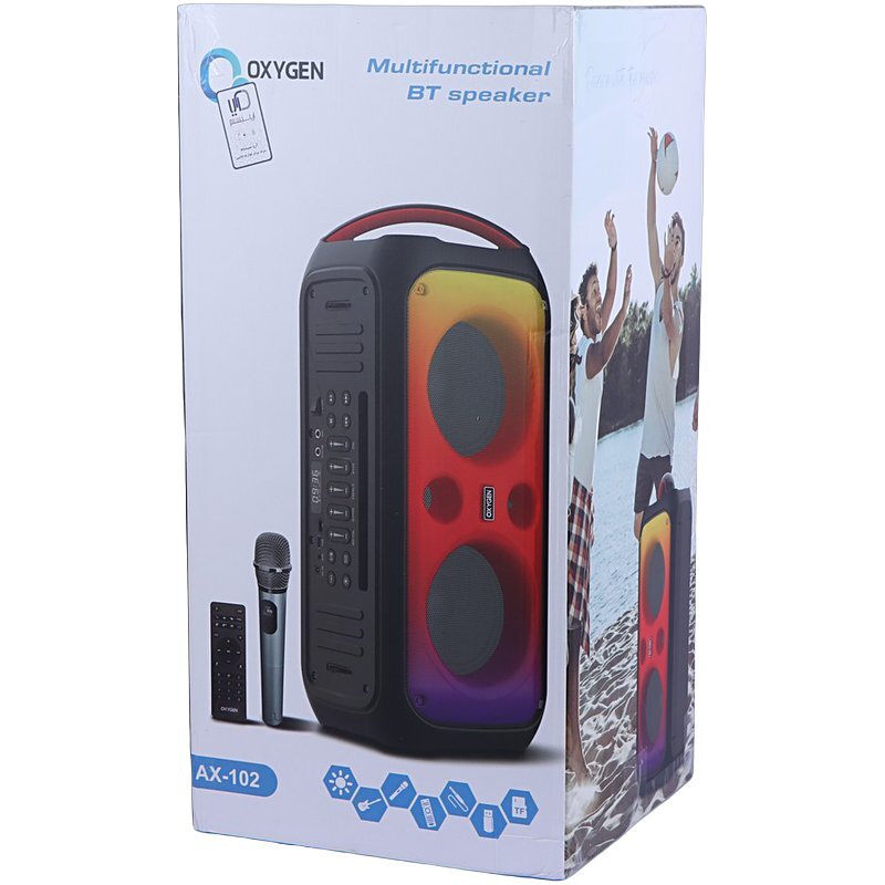 اسپیکر بلوتوثی اکسیژن AX-102 + میکروفون و ریموت کنترل - 2