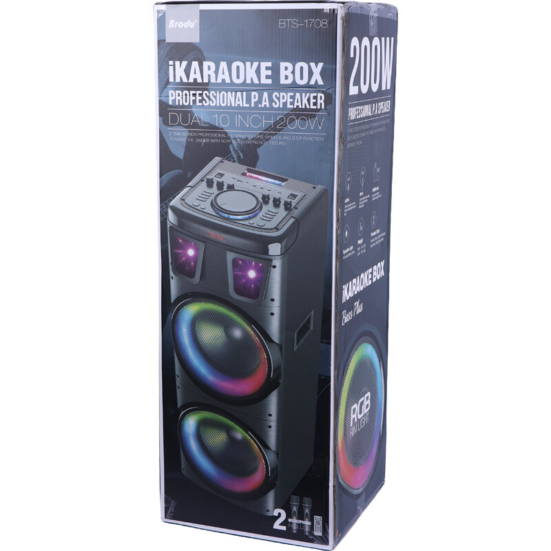 اسپیکر بلوتوثی چمدانی برودو BTS-1708 + میکروفون و ریموت کنترل - 2