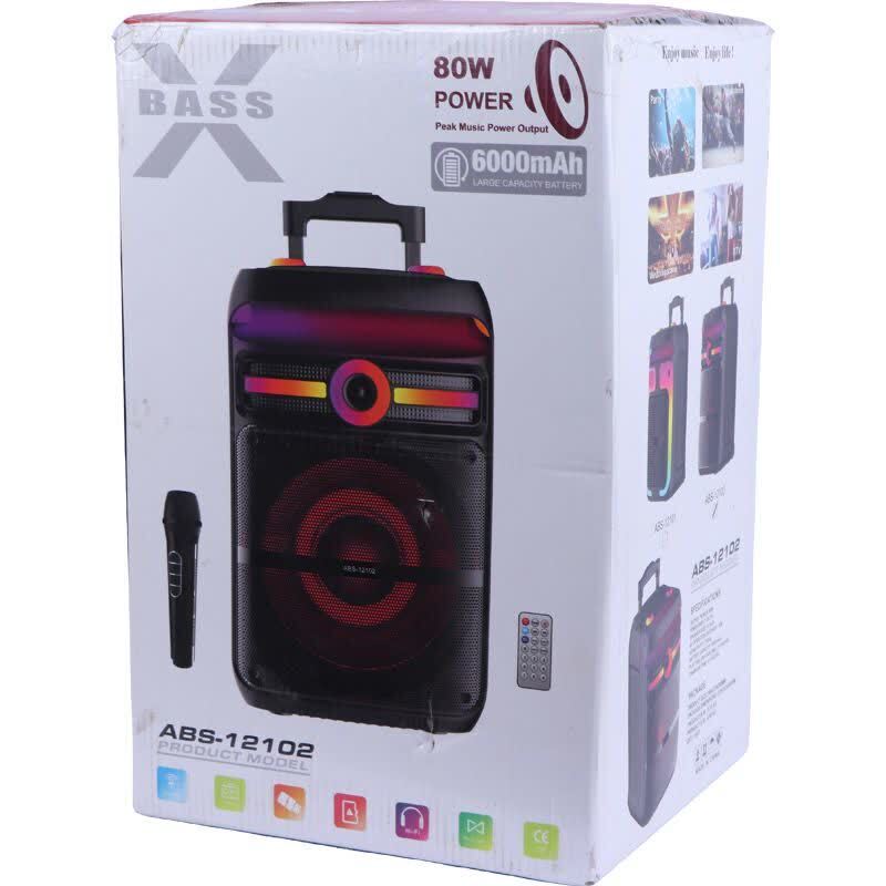 اسپیکر چمدانی بلوتوثی ایکس بیس ABS-12102 + میکروفون و ریموت کنترل - 2