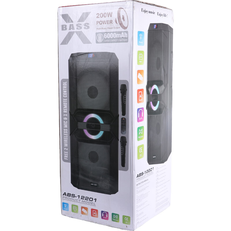اسپیکر چمدانی بلوتوثی ایکس بیس ABS-12201 + میکروفون و ریموت کنترل - 2