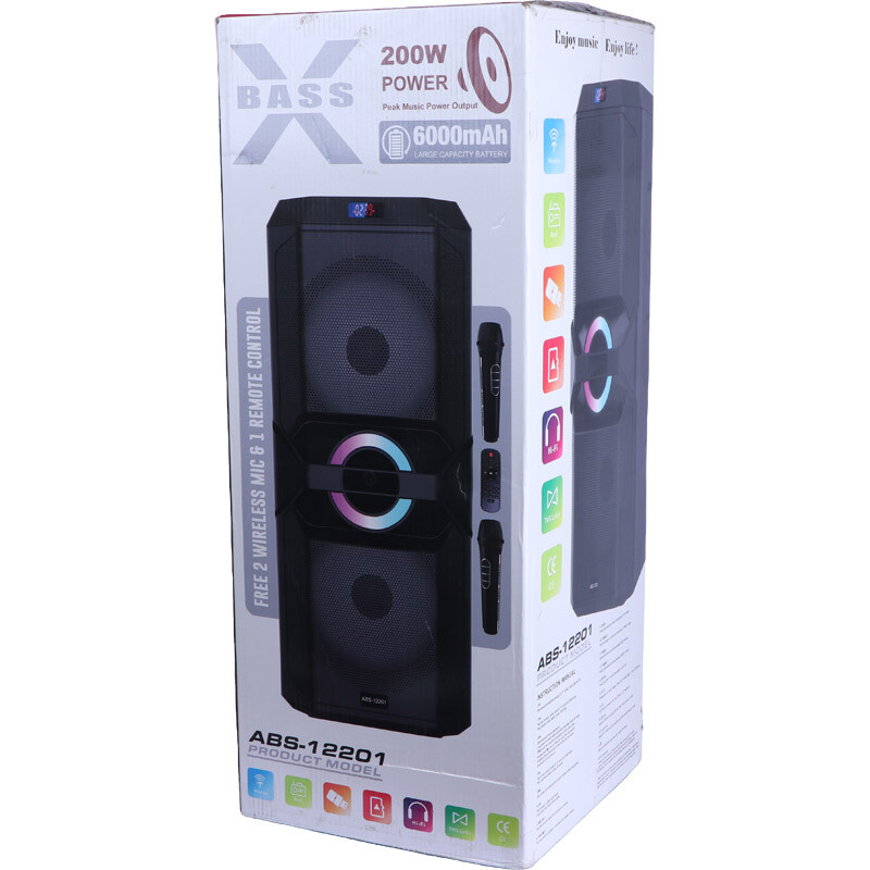 اسپیکر چمدانی بلوتوثی ایکس بیس ABS-12202 + میکروفون و ریموت کنترل - 2