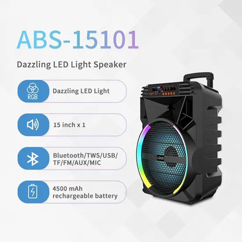 اسپیکر چمدانی بلوتوثی ایکس بیس ABS-15101 + میکروفون و ریموت کنترل - 3