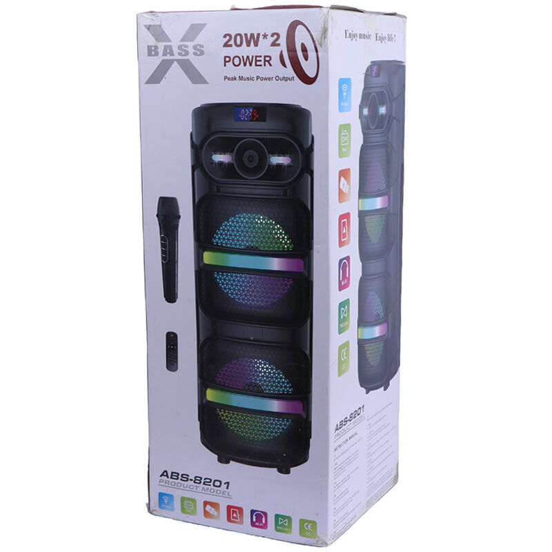 اسپیکر چمدانی بلوتوثی ایکس بیس ABS-8201 + میکروفون و ریموت کنترل - 2