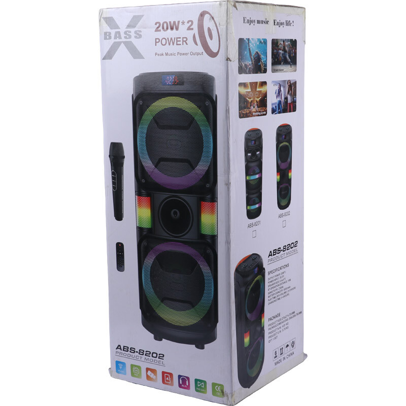اسپیکر چمدانی بلوتوثی ایکس بیس ABS-8202 + میکروفون و ریموت کنترل - 2