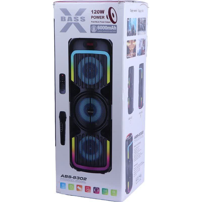 اسپیکر چمدانی بلوتوثی ایکس بیس ABS-8302 + میکروفون و ریموت کنترل - 2