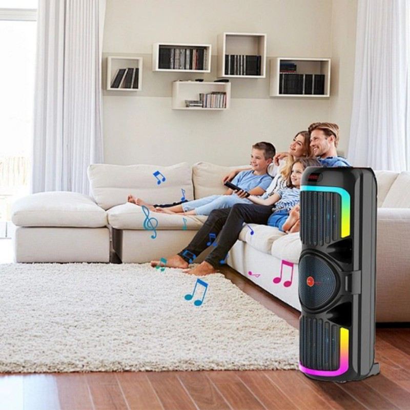 اسپیکر چمدانی بلوتوثی ایکس بیس ABS-8302 + میکروفون و ریموت کنترل - 7