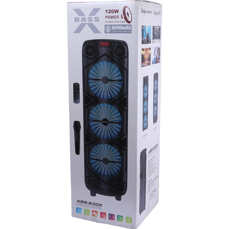 اسپیکر چمدانی بلوتوثی ایکس بیس ABS-8305 + میکروفون و ریموت کنترل - 2