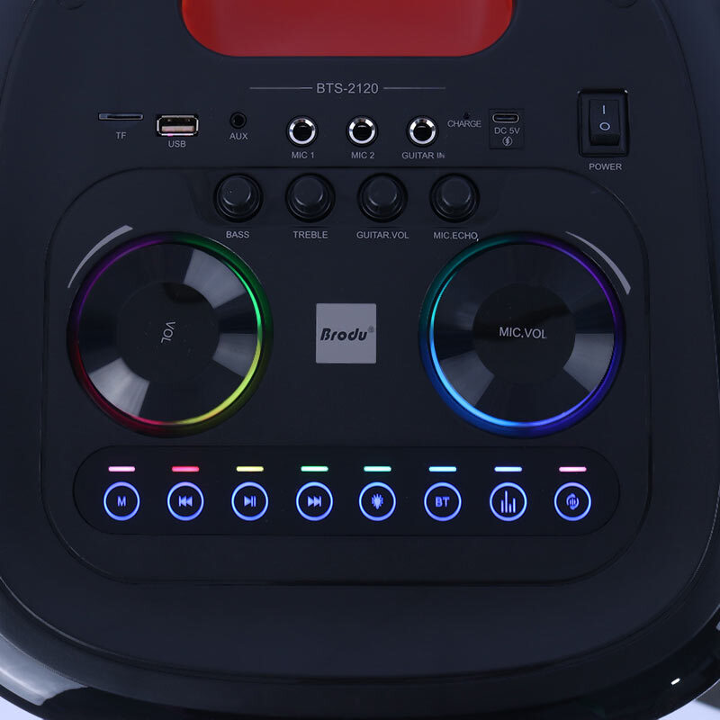 اسپیکر چمدانی بلوتوثی برودو BTS-2120 + میکروفون و ریموت کنترل - 7