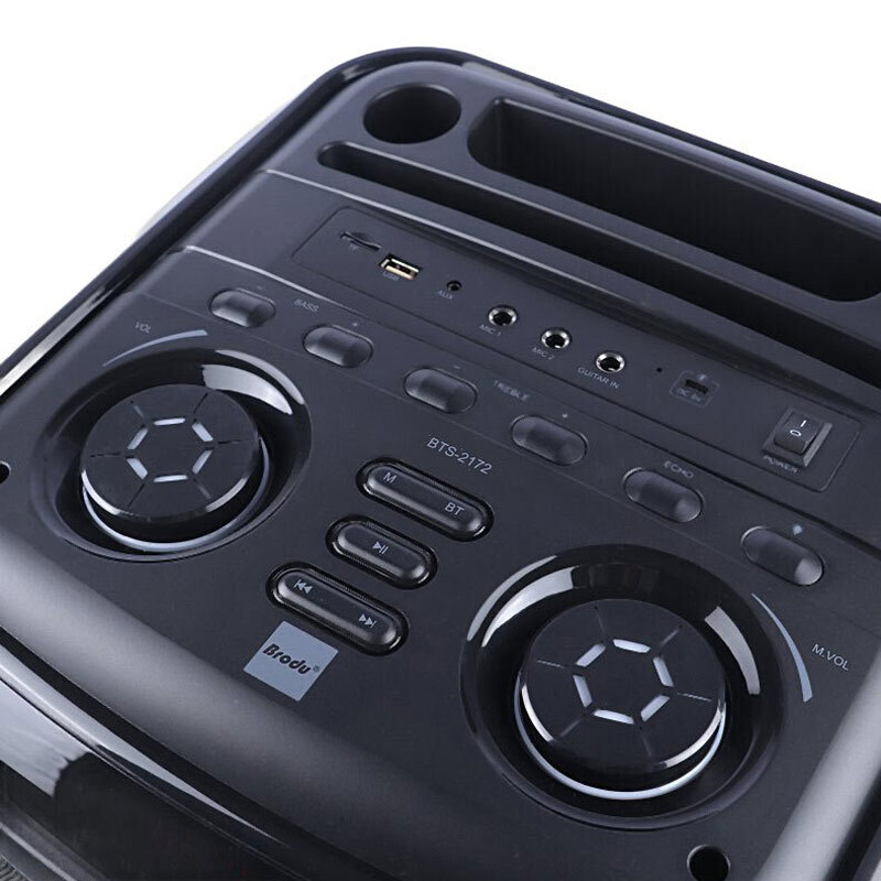 اسپیکر چمدانی بلوتوثی برودو BTS-2172 + میکروفون و ریموت کنترل - 3