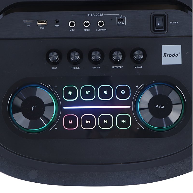 اسپیکر چمدانی بلوتوثی برودو BTS-2248 + میکروفون و ریموت کنترل - 6