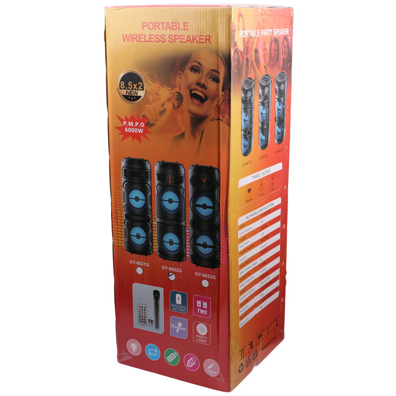 اسپیکر چمدانی بلوتوثی GY-8822G + میکروفون و ریموت کنترل - 2