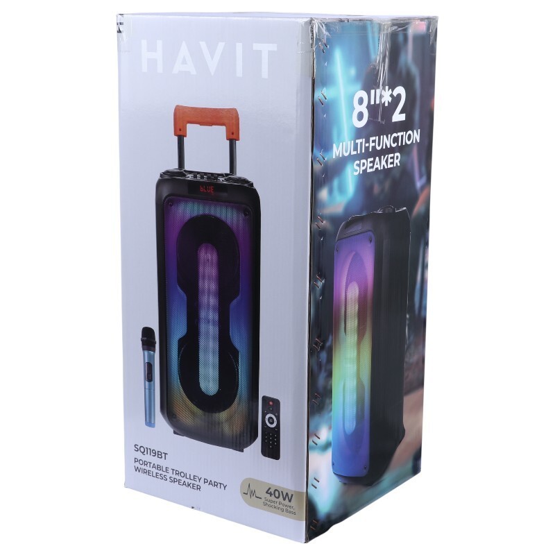 اسپیکر چمدانی بلوتوثی هویت SQ119BT + میکروفون و ریموت کنترل - 2