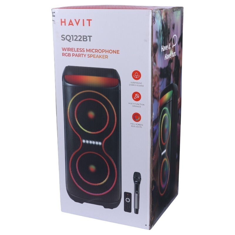 اسپیکر چمدانی بلوتوثی هویت SQ122BT + میکروفون و ریموت کنترل - 2