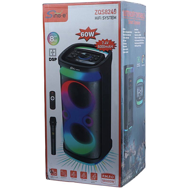 اسپیکر چمدانی بلوتوثی سینگ ای ZQS-8249 + میکروفون و ریموت کنترل - 2