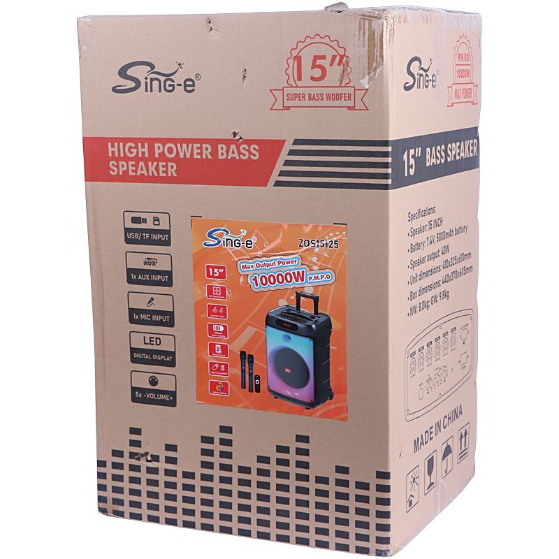 اسپیکر چمدانی بلوتوثی سینگ ای ZQS15125 + میکروفون و ریموت کنترل - 2