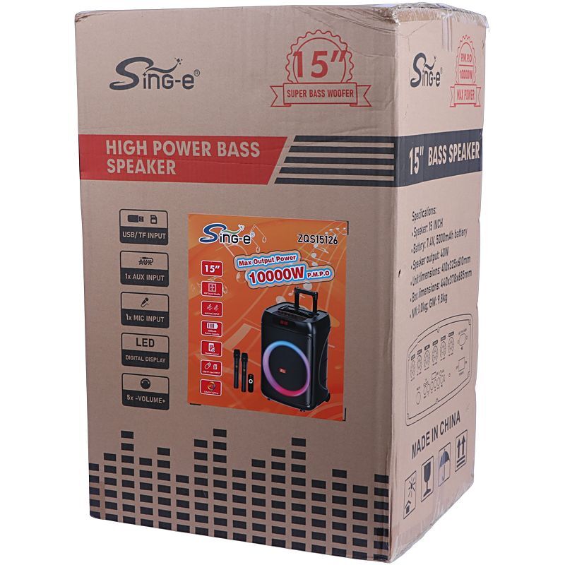 اسپیکر چمدانی بلوتوثی سینگ ای ZQS15126 + میکروفون و ریموت کنترل - 2