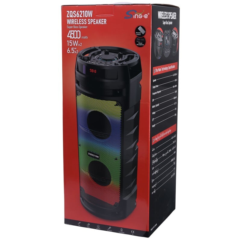 اسپیکر چمدانی بلوتوثی سینگ ای ZQS6210W + میکروفون و ریموت کنترل - 2