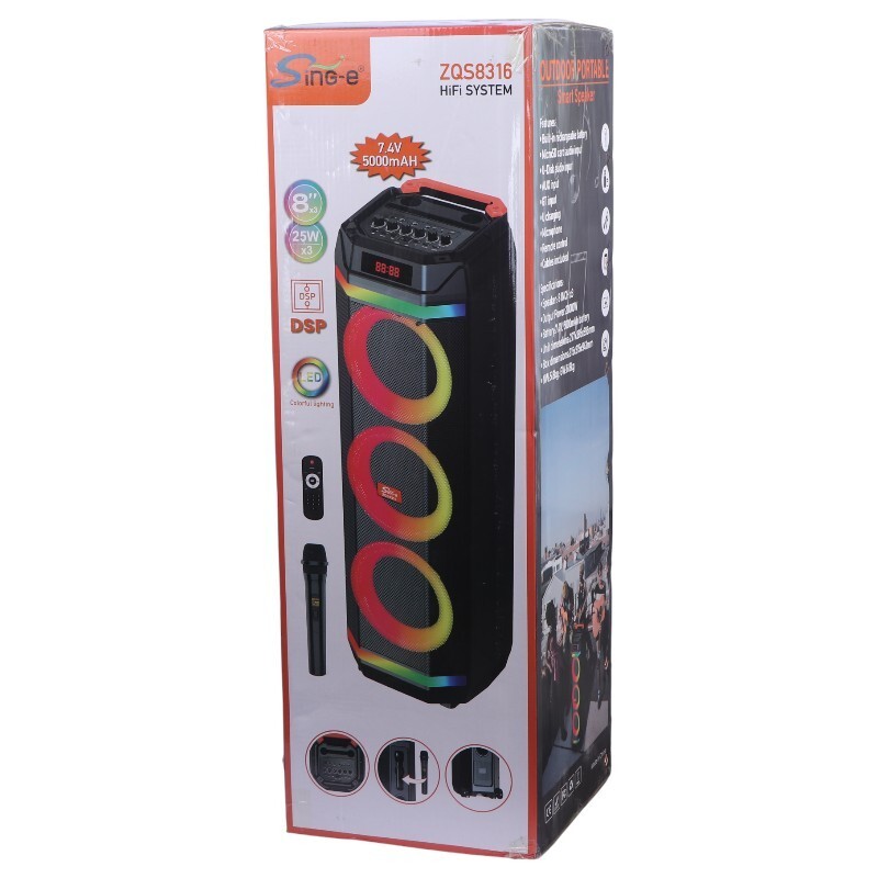 اسپیکر چمدانی بلوتوثی سینگ ای ZQS8316 + میکروفون و ریموت کنترل - 2