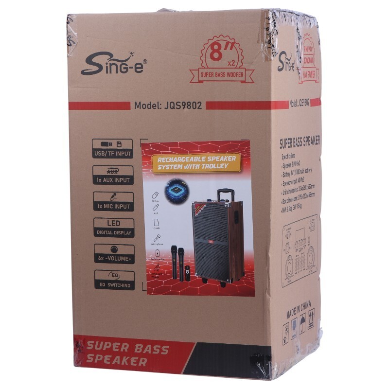 اسپیکر چمدانی بلوتوثی سینگ ای ZQS9802 + میکروفون و ریموت کنترل - 2