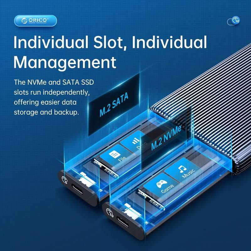 باکس هارد 2 سینی M.2 NVMe SSD اوریکو AM2C3-2N - 7