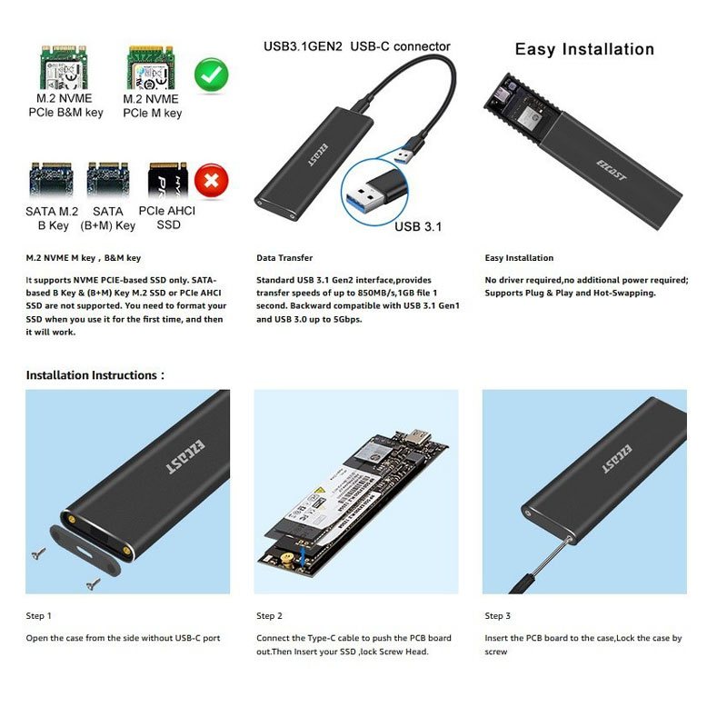 باکس هارد M.2 SSD ایزی کست - 6