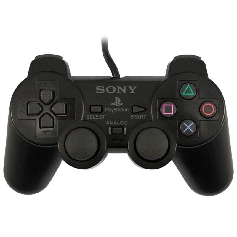 دسته بازی تک شوکدار Sony PS2 مشکی سیم ابریشمی