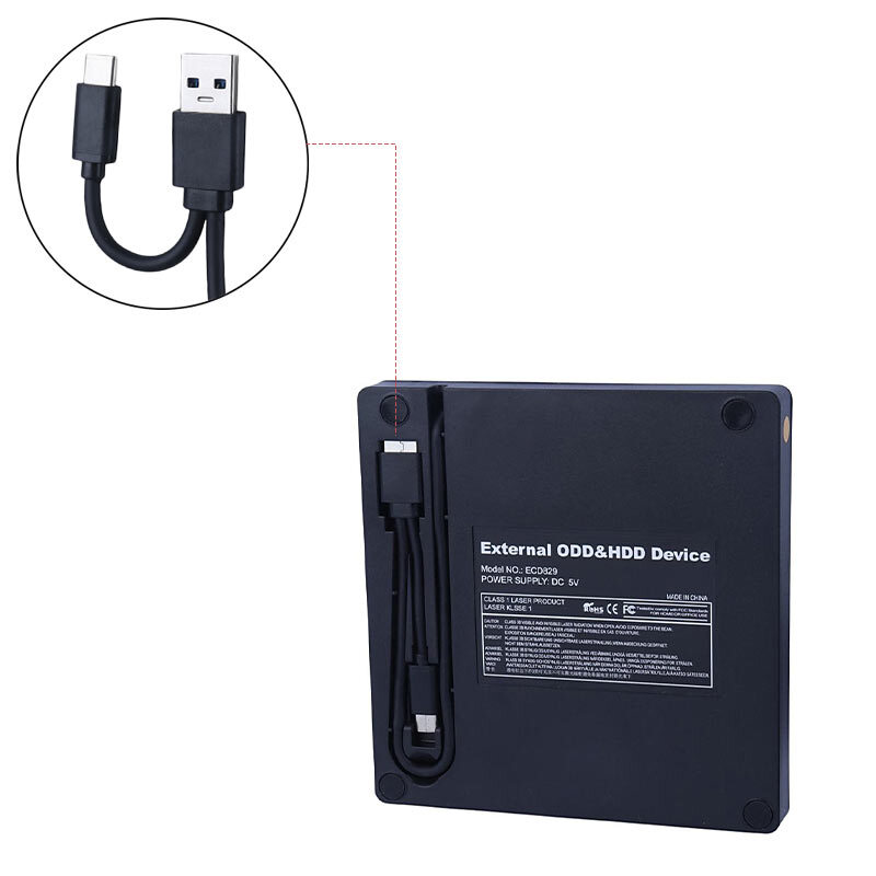 DVD رایتر اکسترنال اولترا تین Ultra Thin ECD829 Type-C / USB3.0 - 6