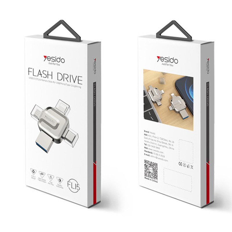 فلش 128 گیگ یسیدو Yesido FL15 OTG Type-C / Micro USB / Lightning USB3.0 - 2