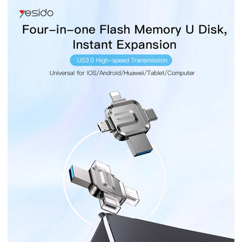 فلش 256 گیگ یسیدو Yesido FL15 OTG Type-C / Micro USB / Lightning USB3.0 - 6