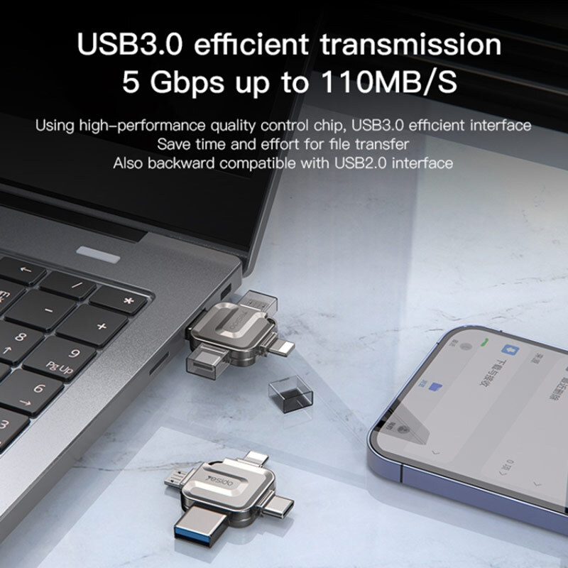 فلش 256 گیگ یسیدو Yesido FL15 OTG Type-C / Micro USB / Lightning USB3.0 - 8