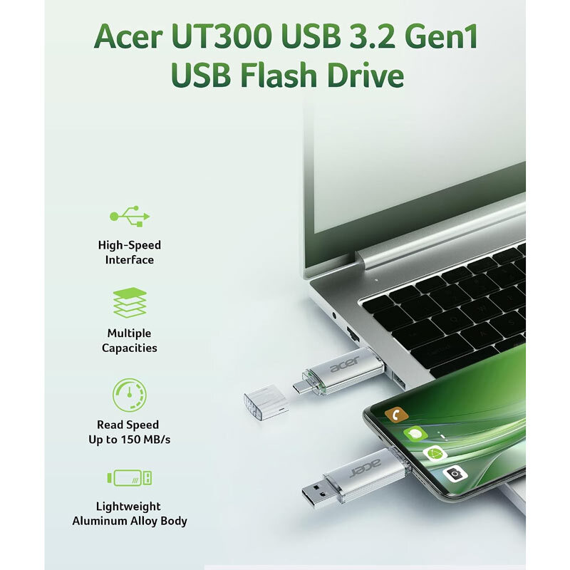 فلش 32 گیگ ایسر UT300 OTG Type-C USB3.2 - 6
