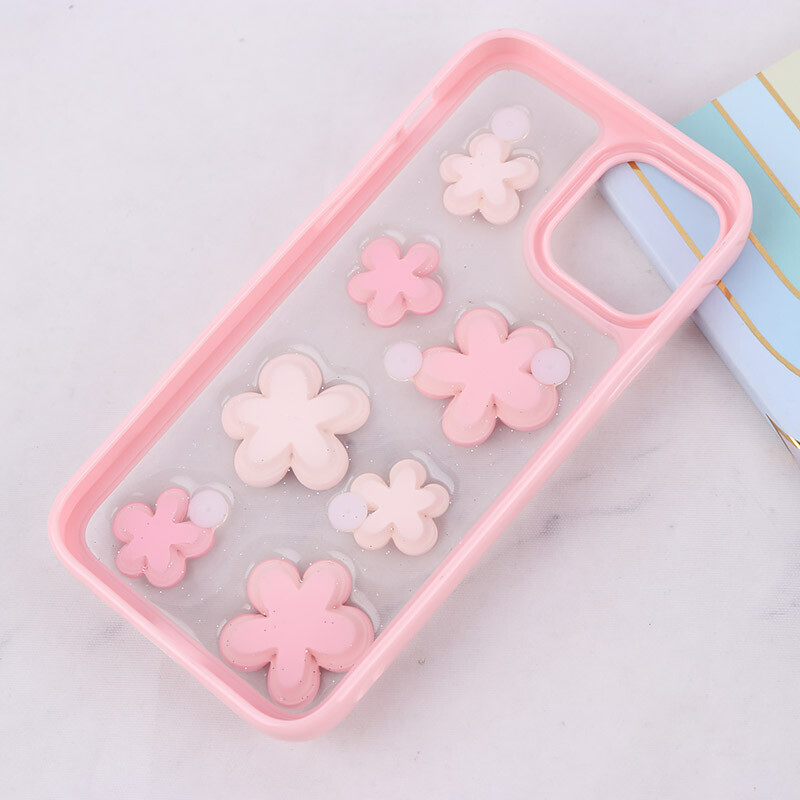 قاب اکلیلی آیفون iPhone 12 / 12 Pro نرگس صورتی برجسته - 3