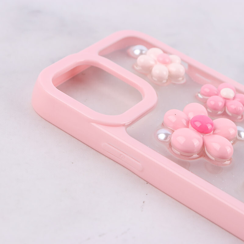 قاب اکلیلی آیفون iPhone 12 / 12 Pro نرگس صورتی برجسته - 4