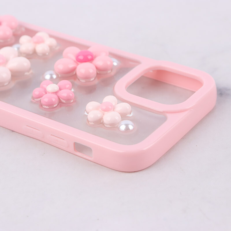 قاب اکلیلی آیفون iPhone 12 / 12 Pro نرگس صورتی برجسته - 5