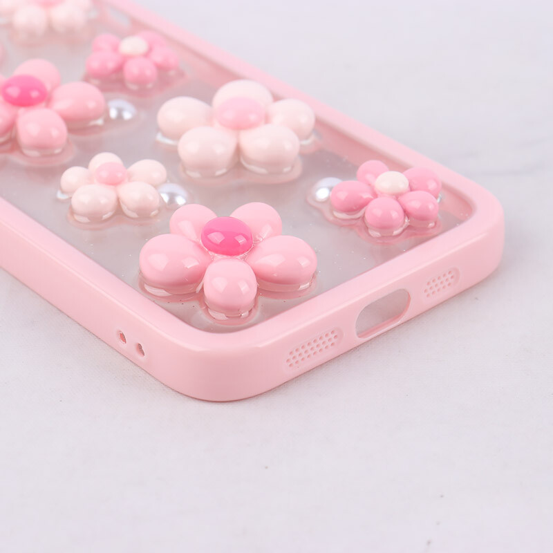قاب اکلیلی آیفون iPhone 12 / 12 Pro نرگس صورتی برجسته - 6
