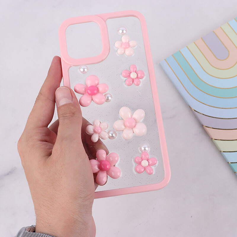 قاب اکلیلی آیفون iPhone 12 Pro Max نرگس صورتی برجسته - 2