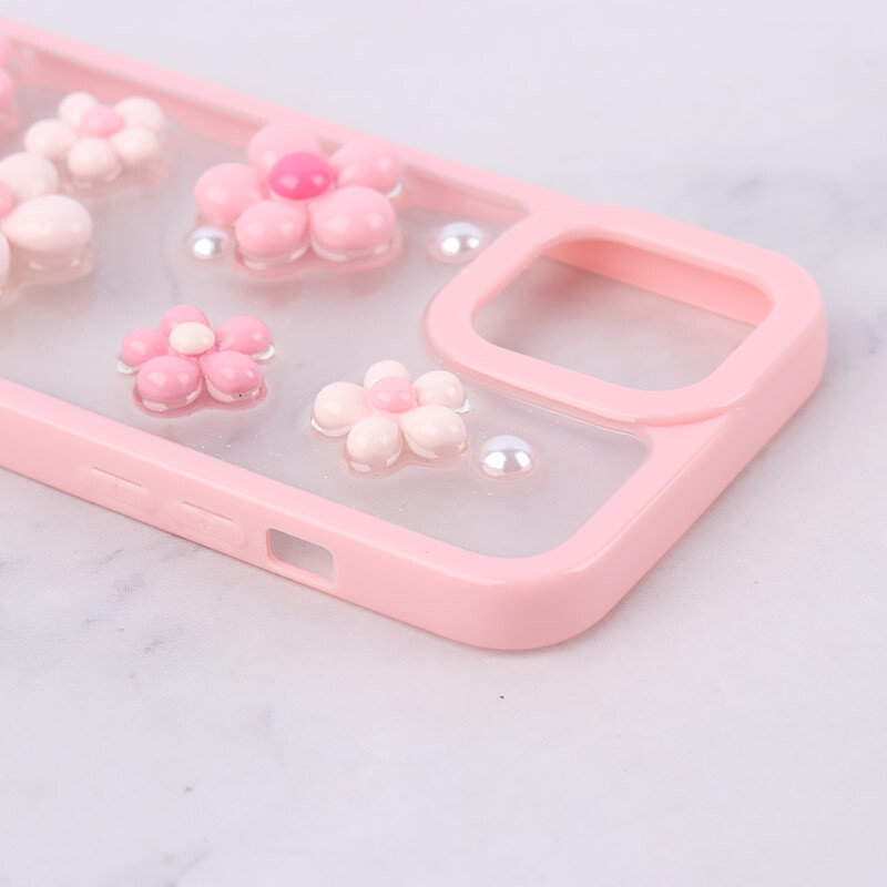 قاب اکلیلی آیفون iPhone 12 Pro Max نرگس صورتی برجسته - 5
