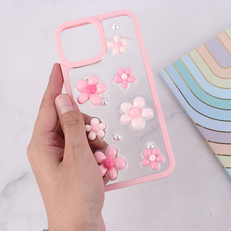 قاب اکلیلی آیفون iPhone 13 Pro Max نرگس صورتی برجسته - 2
