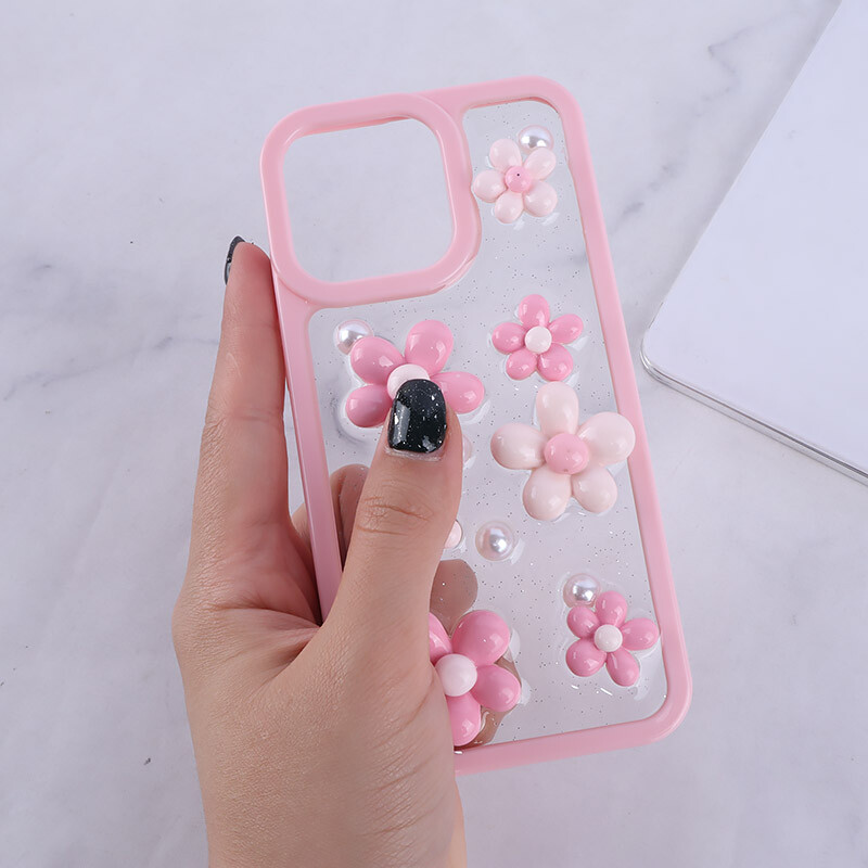 قاب اکلیلی آیفون iPhone 13 Pro نرگس صورتی برجسته - 3
