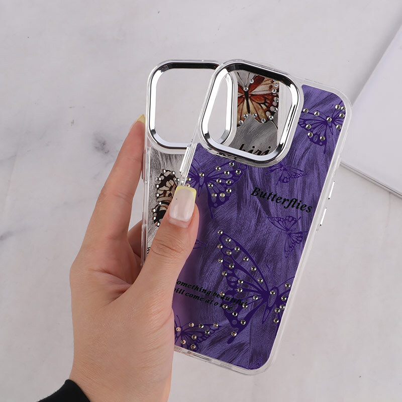قاب آیفون iPhone 16 Pro طرح پروانه نگین دار - 3