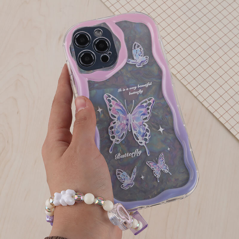 قاب Butterfly آیفون iPhone 12 Pro Max پاستیلی آویزدار محافظ لنزدار - 2