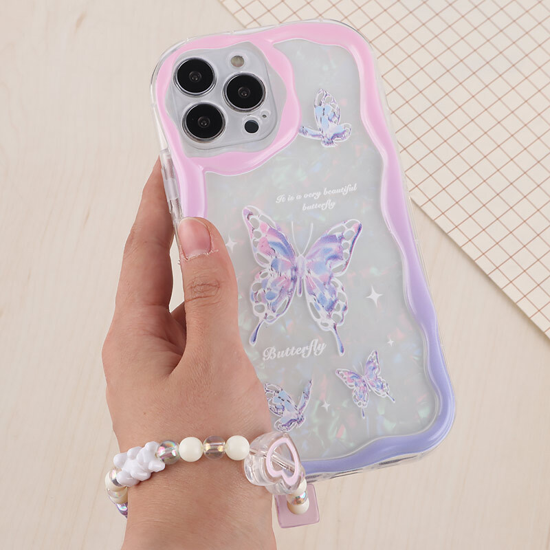 قاب Butterfly آیفون iPhone 13 Pro Max پاستیلی آویزدار محافظ لنزدار - 2