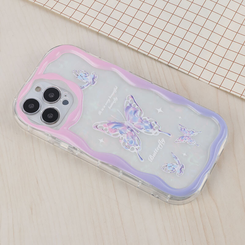 قاب Butterfly آیفون iPhone 13 Pro Max پاستیلی آویزدار محافظ لنزدار - 3
