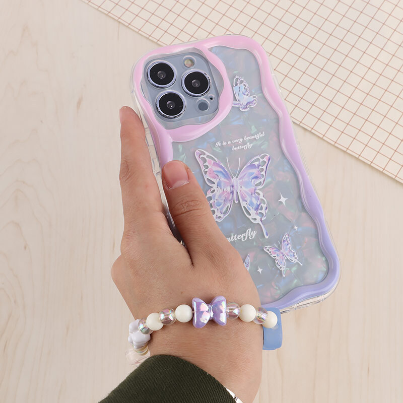 قاب Butterfly آیفون iPhone 13 Pro پاستیلی آویزدار محافظ لنزدار - 2