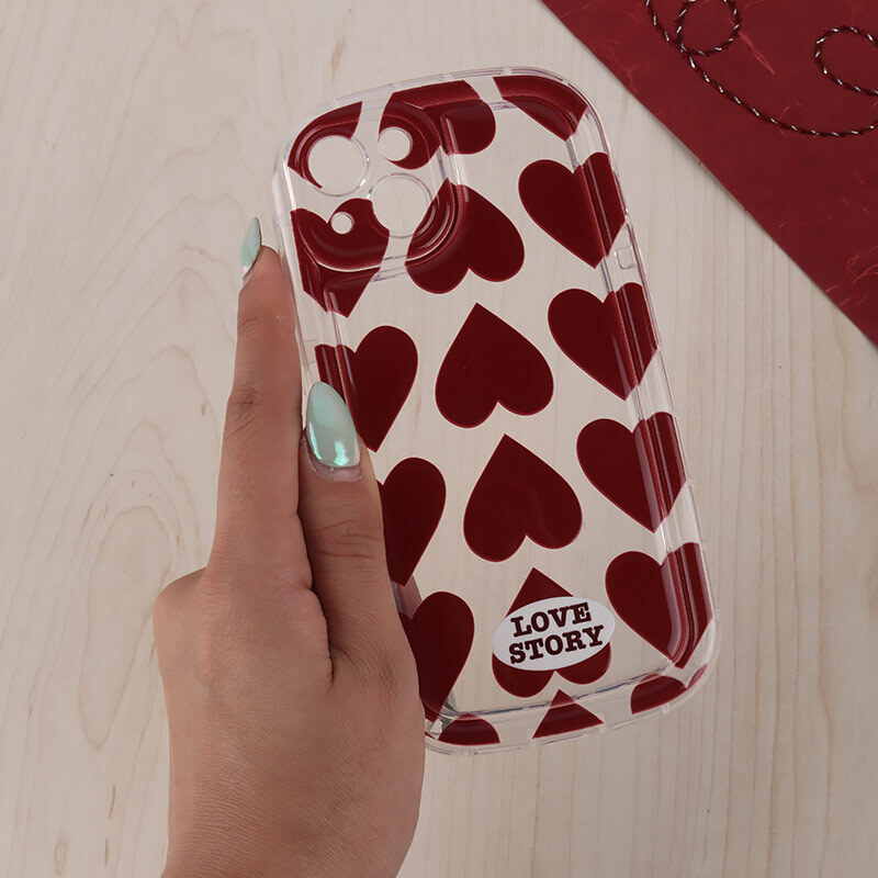 قاب Love Story آیفون iPhone 13 طرح قلب محافظ لنزدار - 2