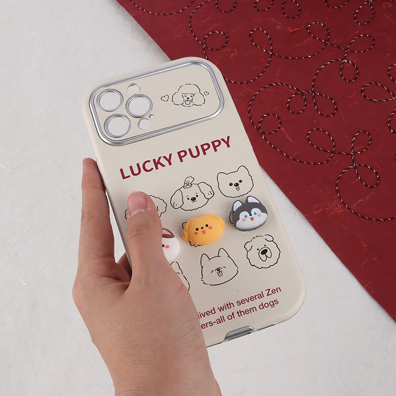 قاب Lucky Puppy آیفون iPhone 12 Pro Max عروسکی برجسته محافظ لنزدار - 3