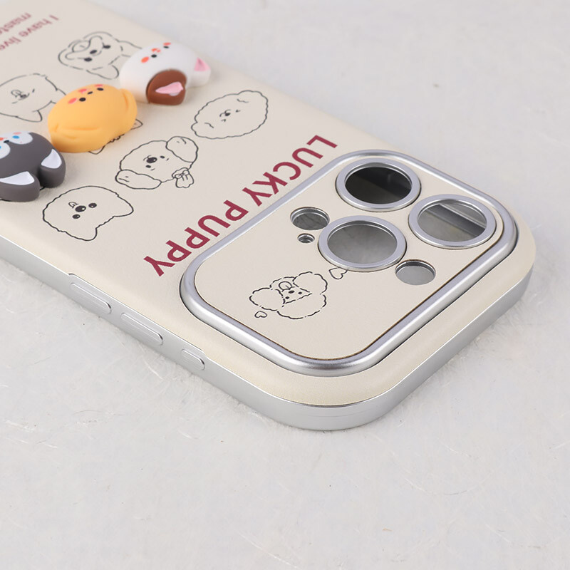 قاب Lucky Puppy آیفون iPhone 15 Pro عروسکی برجسته محافظ لنزدار - 3