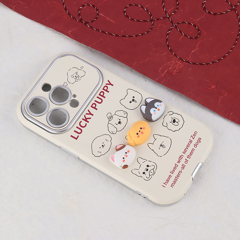 قاب Lucky Puppy آیفون iPhone 15 Pro عروسکی برجسته محافظ لنزدار - 4