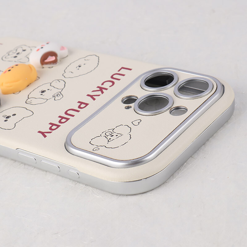 قاب Lucky Puppy آیفون iPhone 15 Pro Max عروسکی برجسته محافظ لنزدار - 2